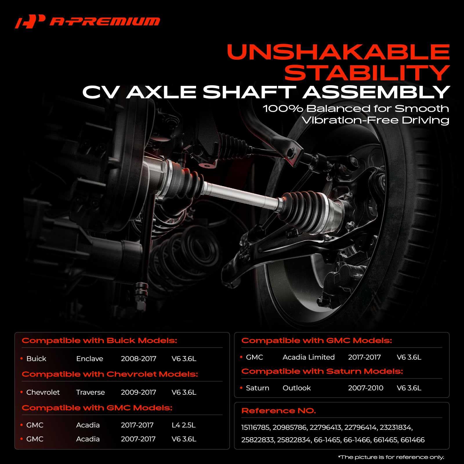 A-Premium CV front axle right for Chevrolet Traverse supports smooth power transfer