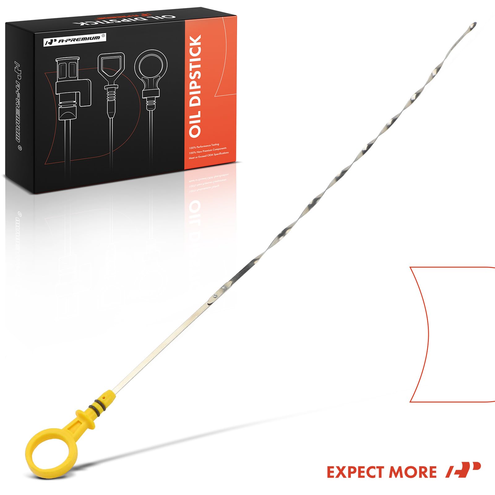 Durable A-Premium dipstick packaging emphasizes ease of use and reliability.
