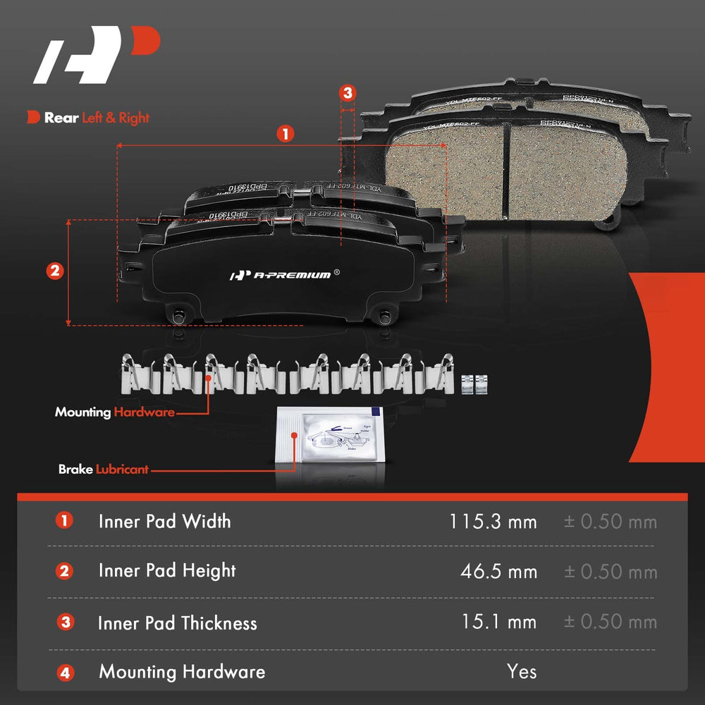 A-Premium direct-fit ceramic brake pads kit includes hardware.