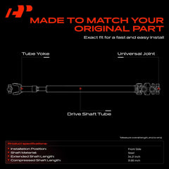 Close-up of the U-joint on the A-Premium drive shaft, showcasing robust joints.