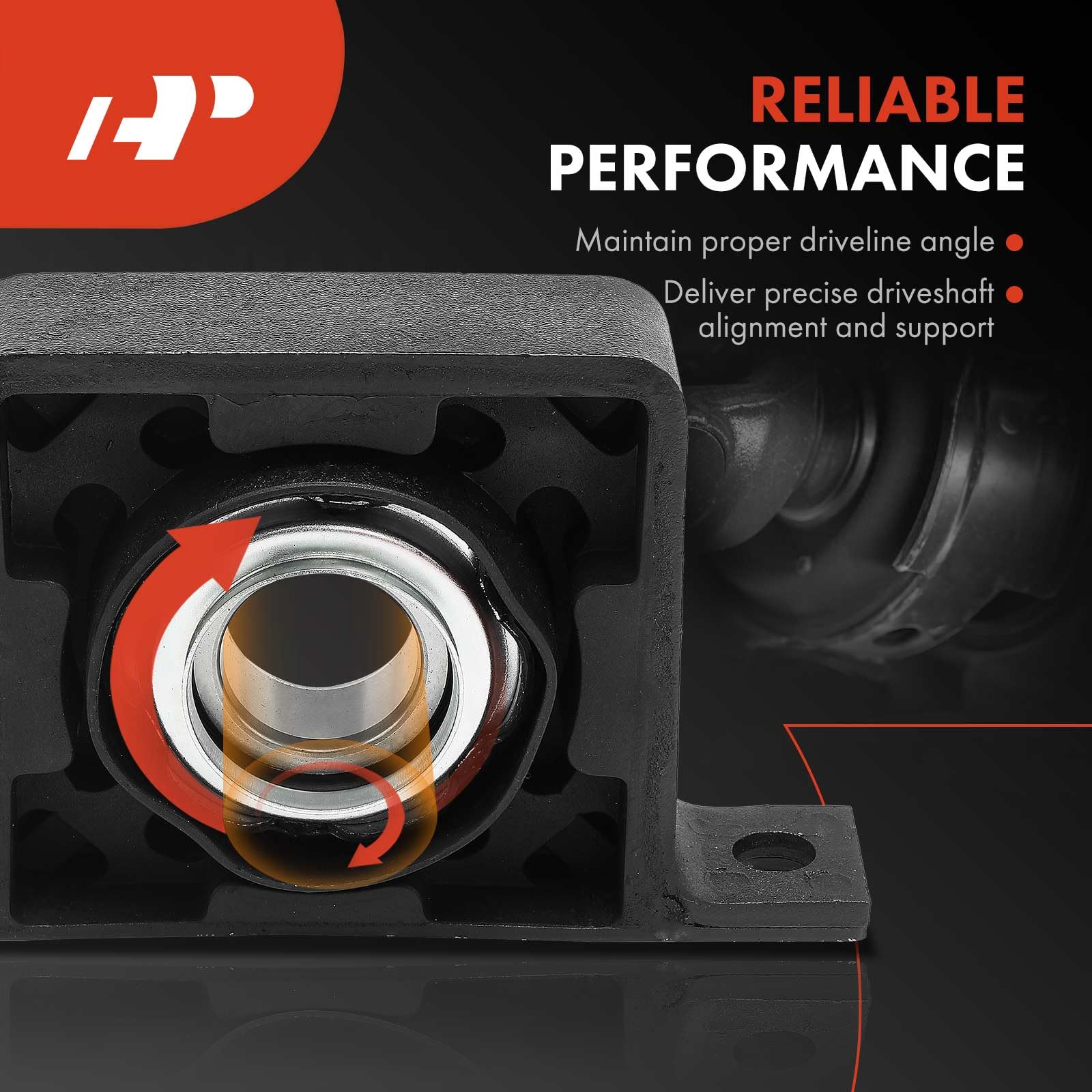 A-Premium driveshaft center support bearing carrier side view highlights precise fitment for smoother operation.