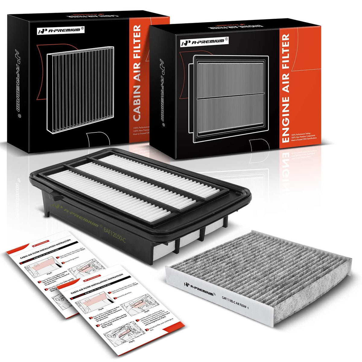 A-Premium engine air filter front view for 1.5L Honda engines, precise fit.