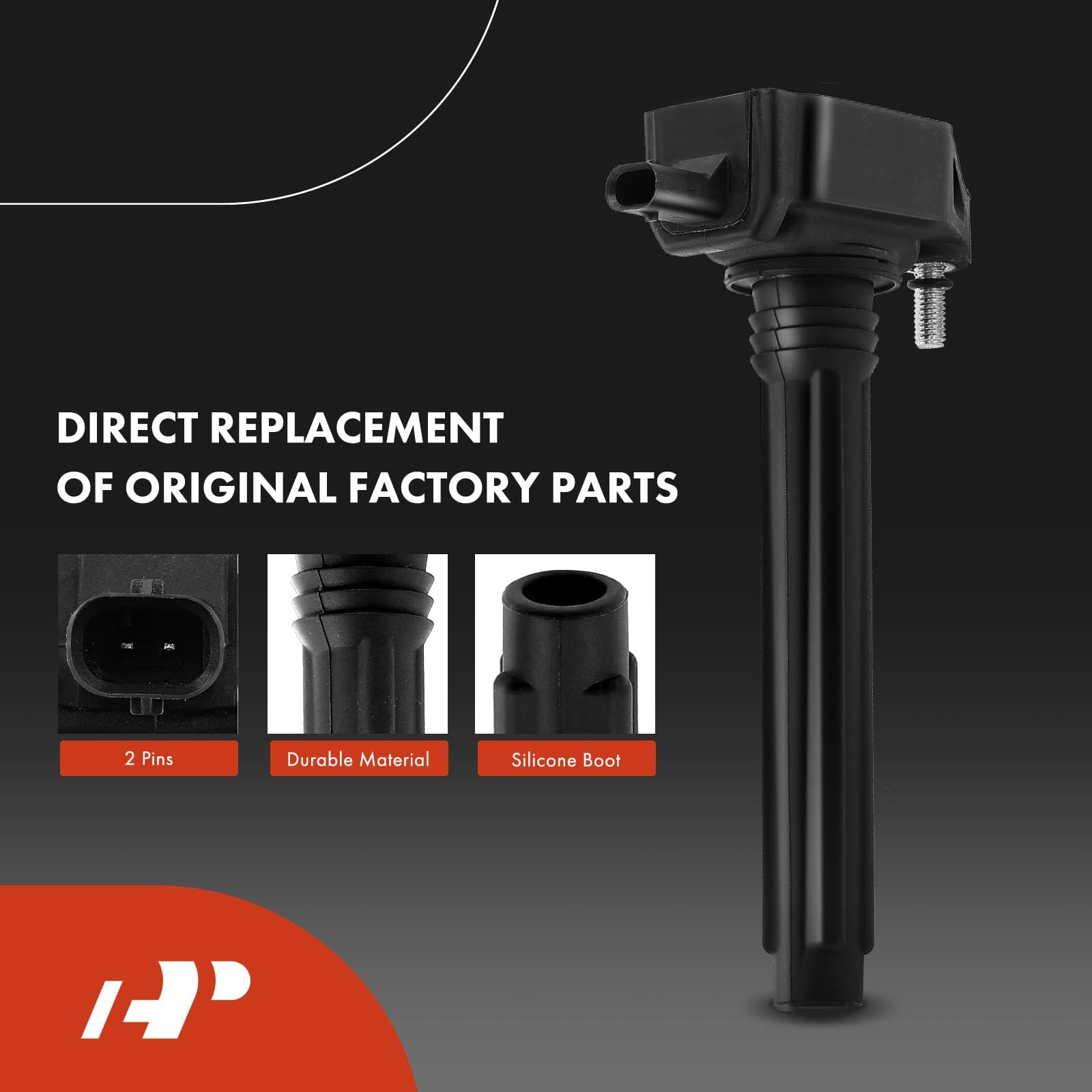 Bolt-on ignition coil mounted in engine bay for easy replacement