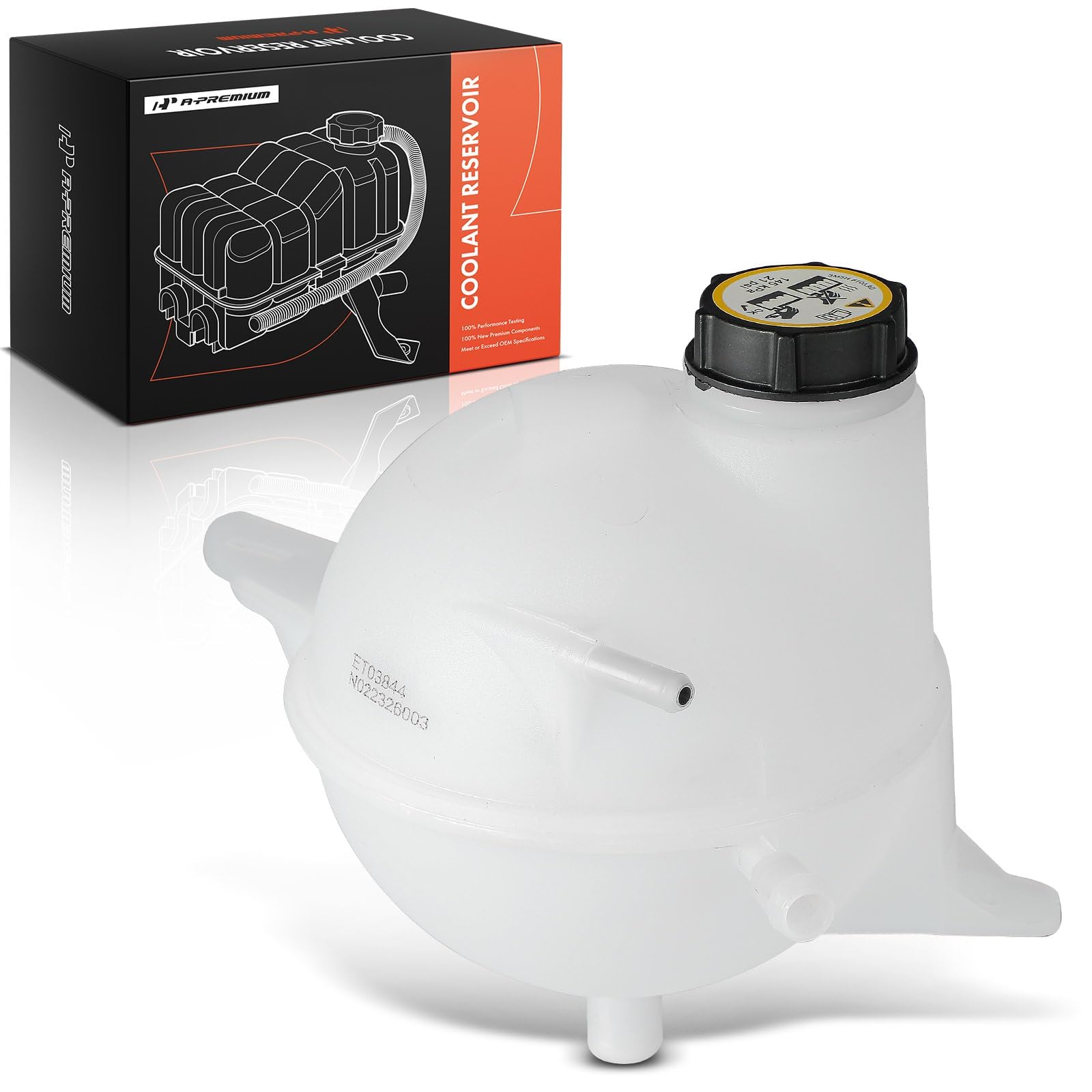 A-Premium engine coolant overflow reservoir with cap front view—prevents leaks in Transit.