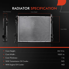 A-Premium Ram 1500 radiator, side view, easy installation.