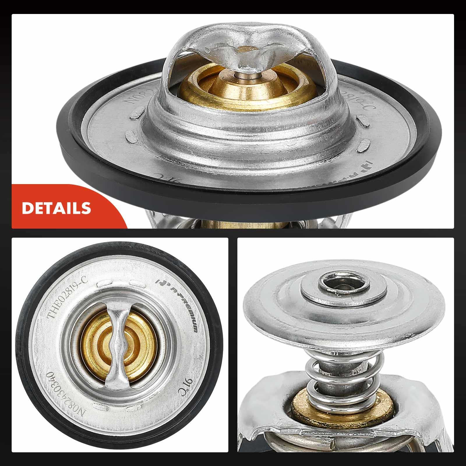 A-Premium thermostat specifications label helps confirm fitment and model compatibility.