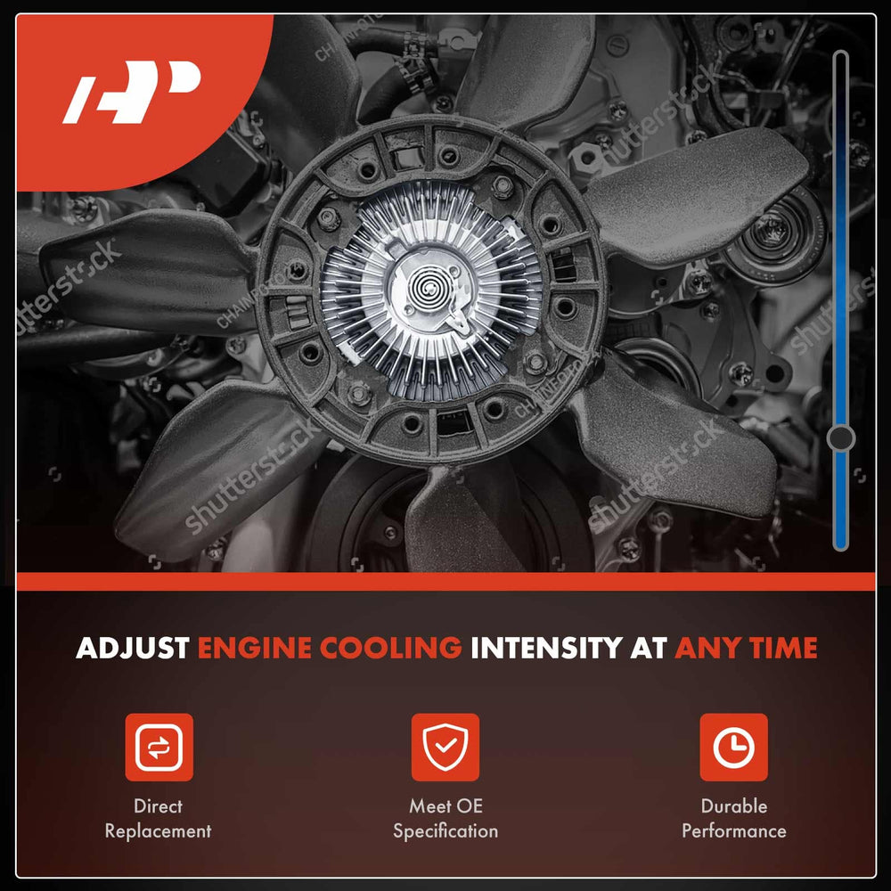 A-Premium engine cooling fan clutch side profile shows installation-ready mounting