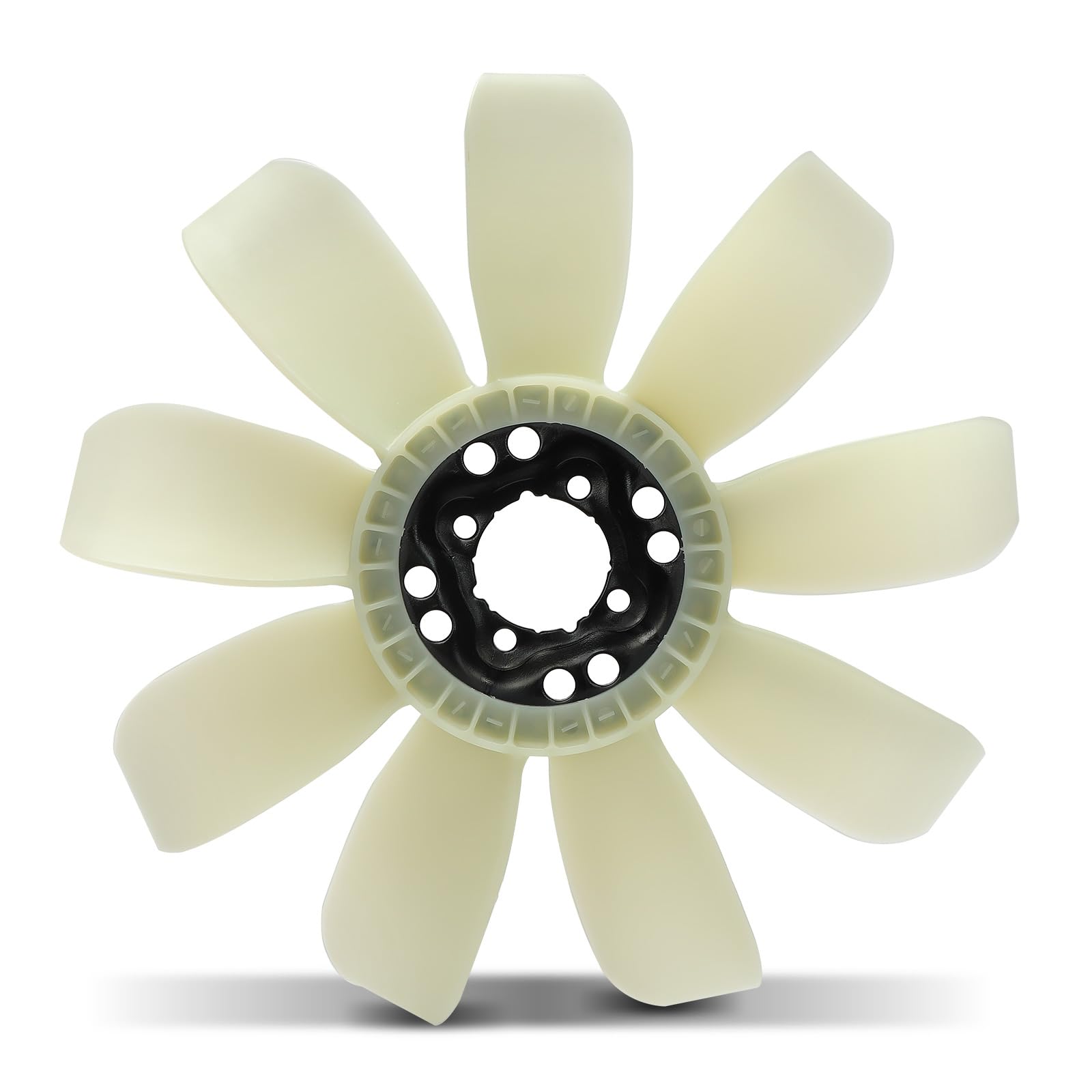 A-Premium engine fan blade close-up with nine blades for efficient cooling.