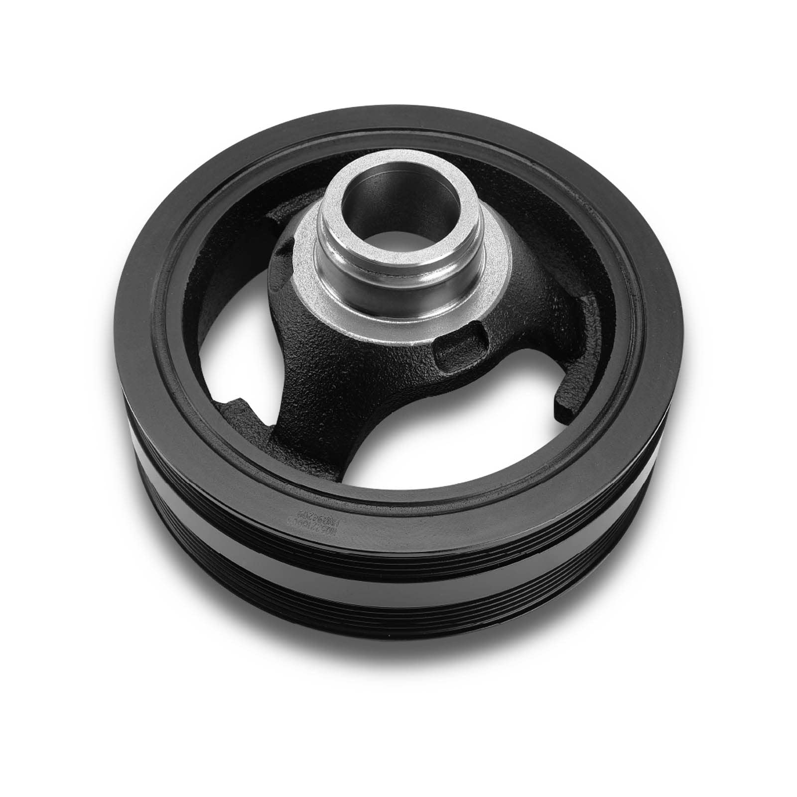 A-Premium engine harmonic balancer front view shows durable iron casting for reliable performance.