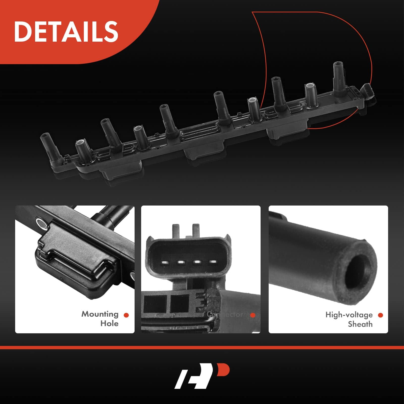 Valve cover placement coil aligns with Jeep engine layout for easy replacement.