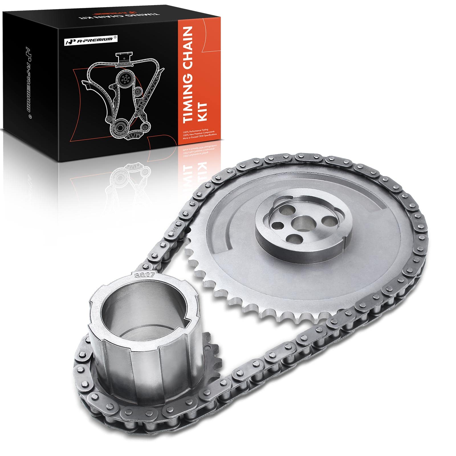 A-Premium timing chain kit closeup shows durable OHV V8 components