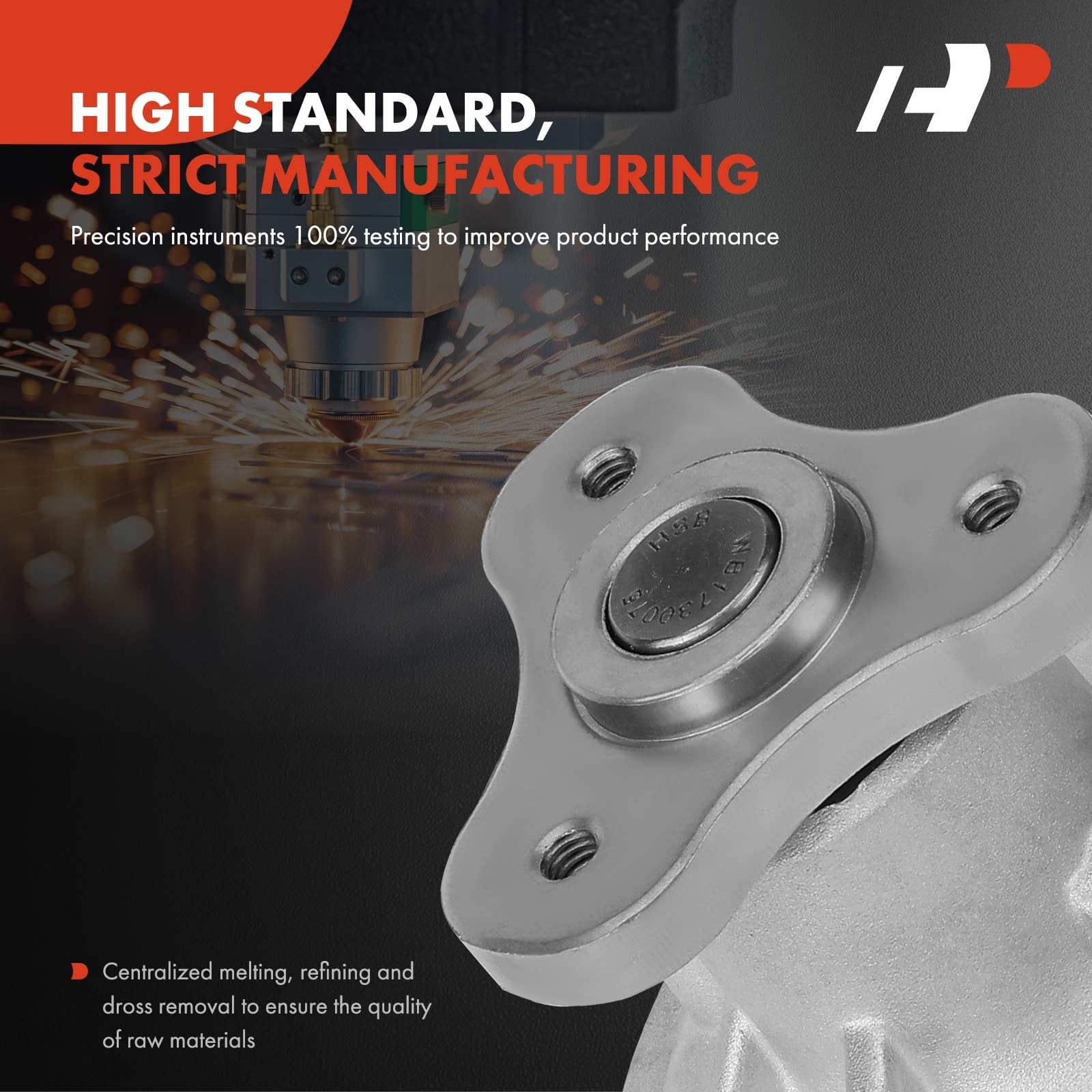 A-Premium water pump with steel impeller built for long-term durability.
