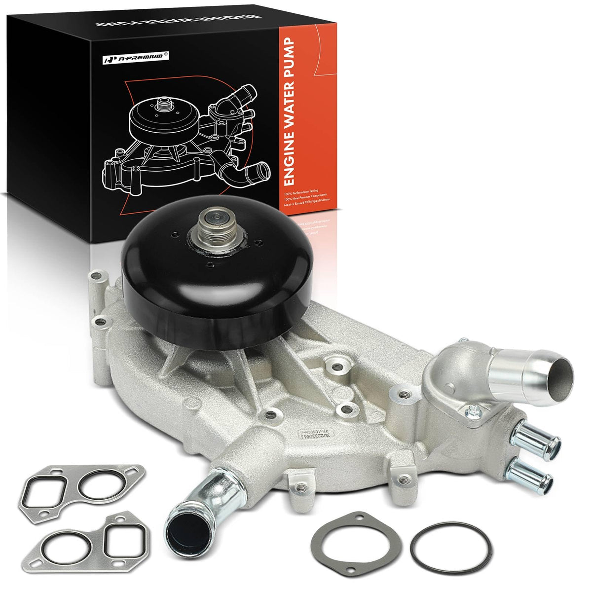 A-Premium engine water pump with thermostat for GM cars, reliable cooling potential.