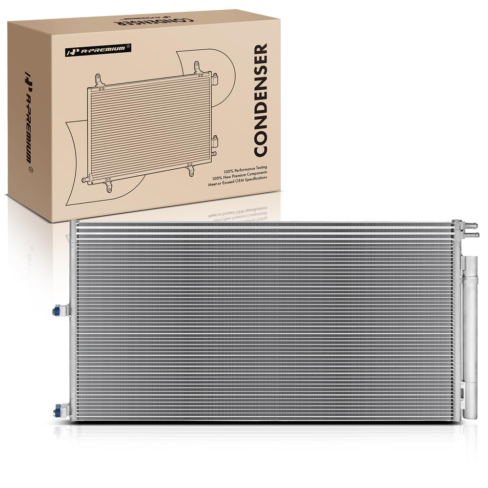 A-Premium F-150 condenser front view showing OEM-fit for Ford truck cooling.