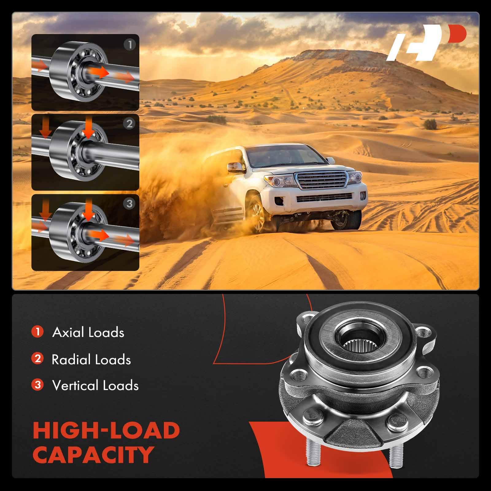 A-Premium five-lug wheel studs provide sturdy wheel attachment.