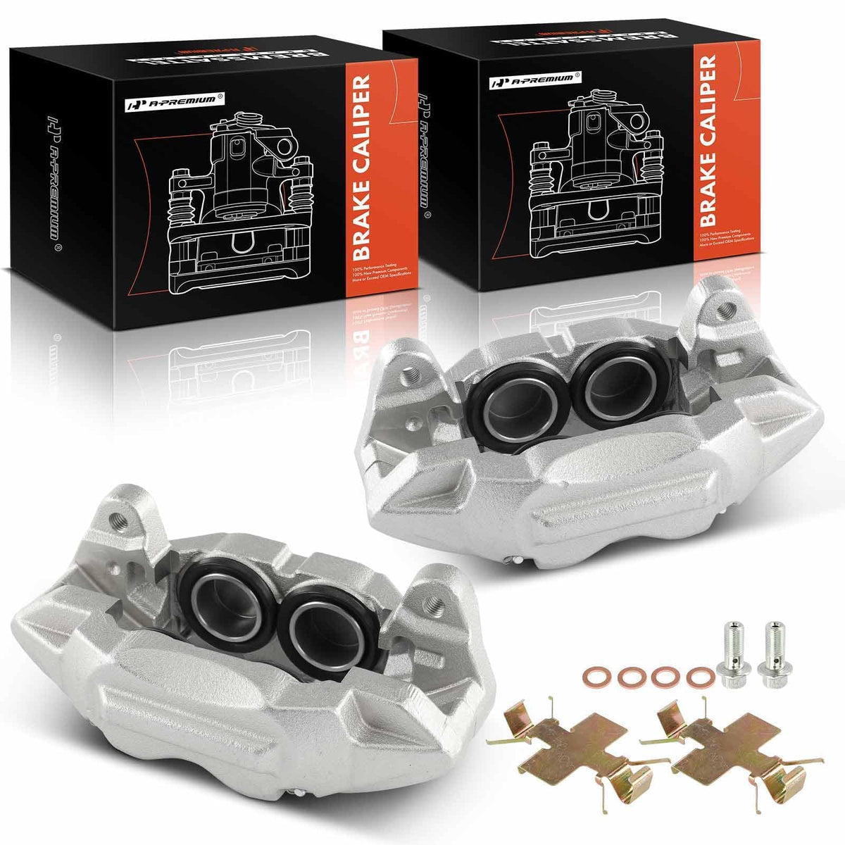 A-Premium front brake caliper left front view with four-piston design for Silverado 1500