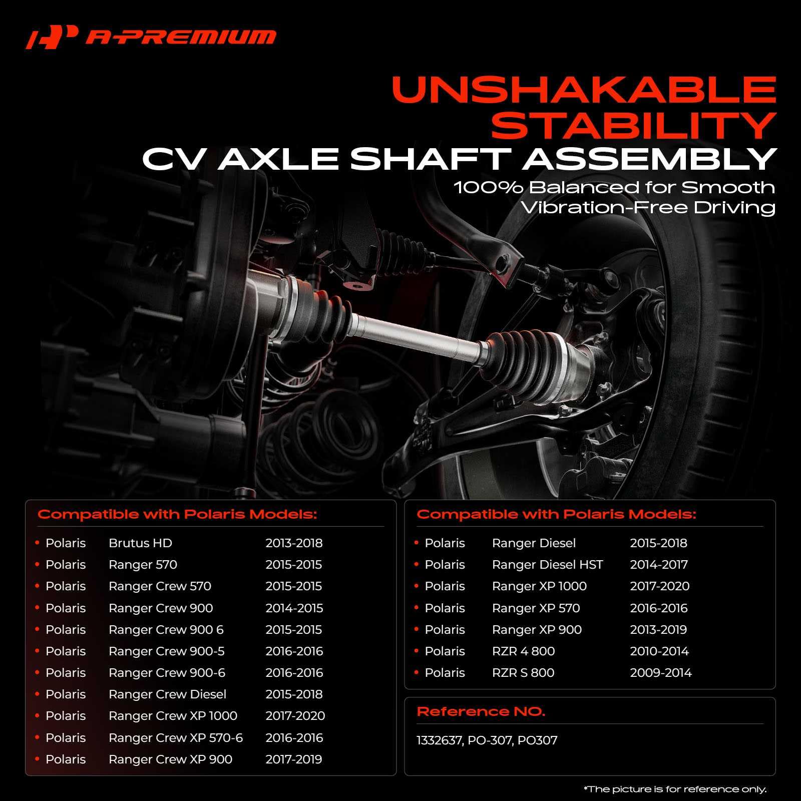 APremium front CV axle assembly – passenger side for Polaris with reliable response