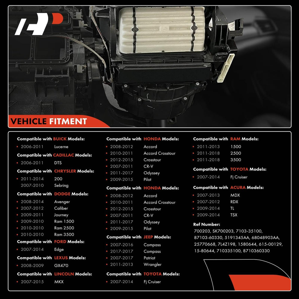 A-Premium blower motor dash installation view highlighting fitment points