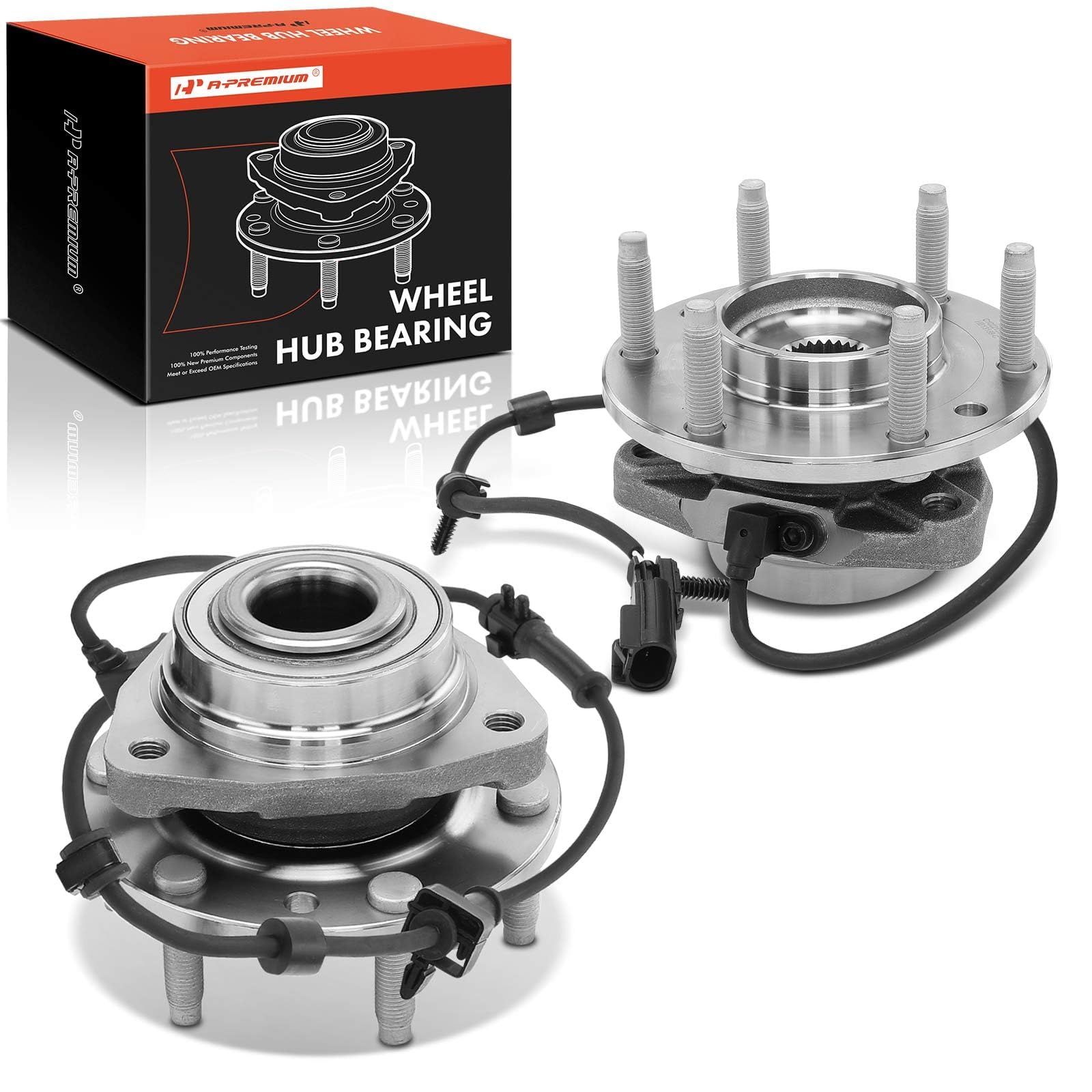 APremium front-left wheel bearing hub with ABS, 6-lug for smooth steering