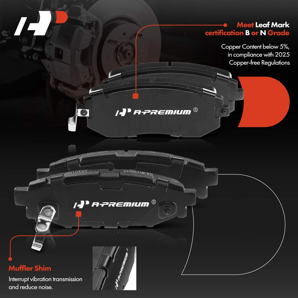 A-Premium ceramic brake pads for Subaru Impreza front and rear with quiet operation.
