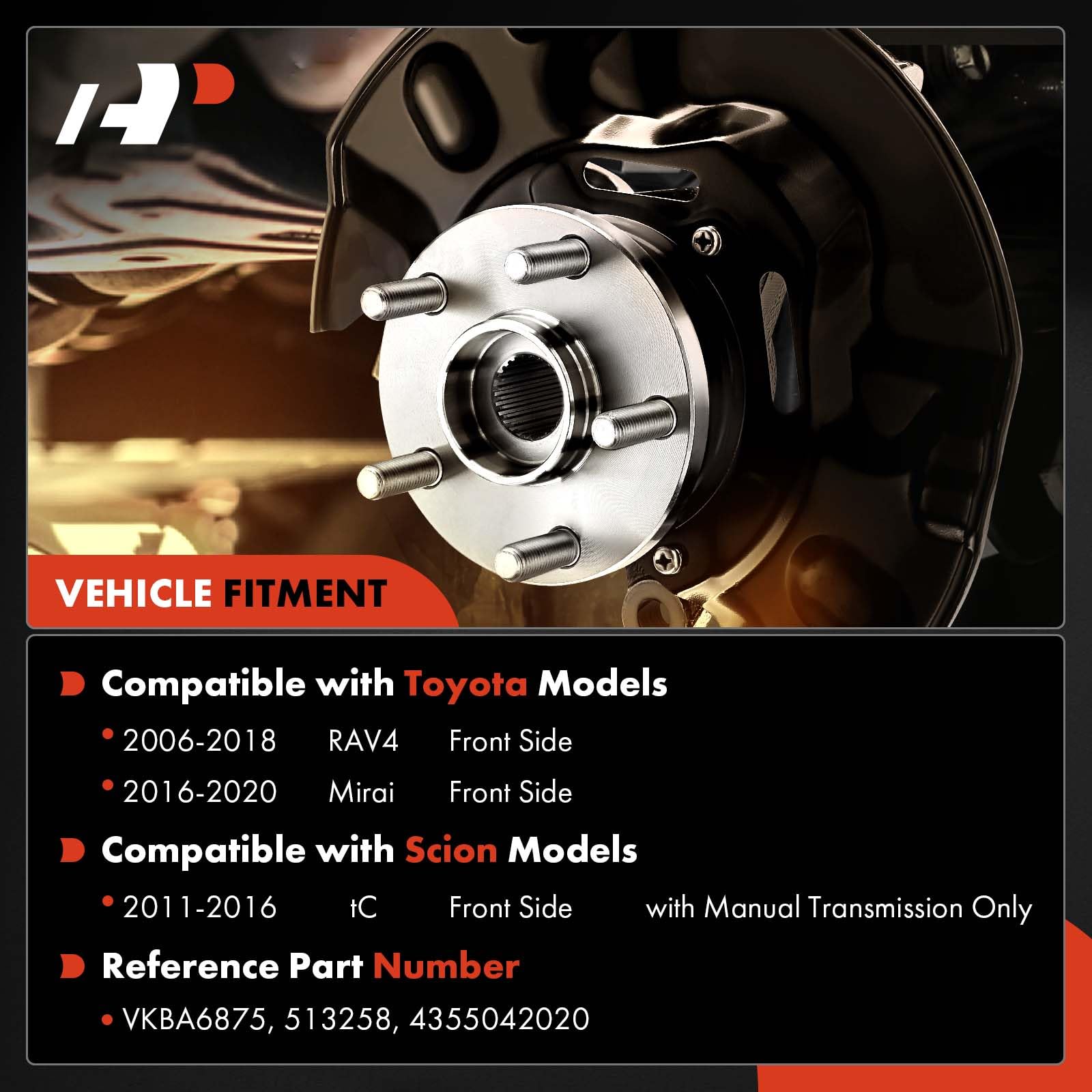 A-Premium front-right wheel bearing hub assembly ensures smooth wheel rotation.