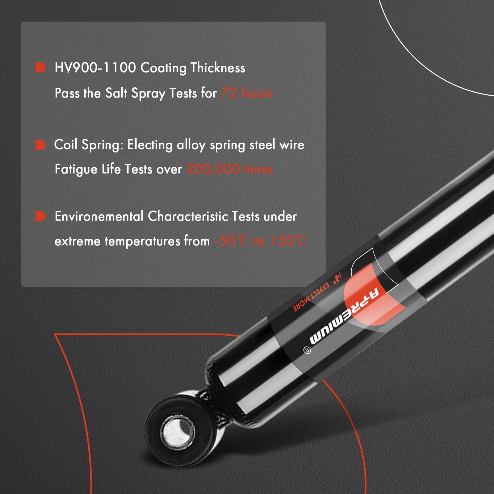 A-Premium extended-length shock supports better wheel travel for rough terrain