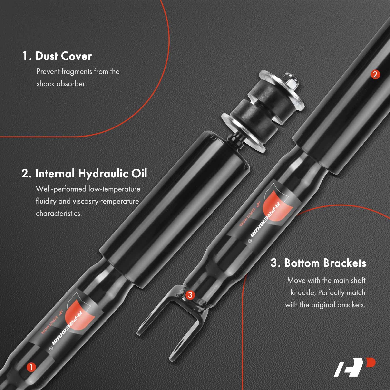 A-Premium front shock for Avalanche 2002-2006 features corrosion-resistant cylinder for longevity.