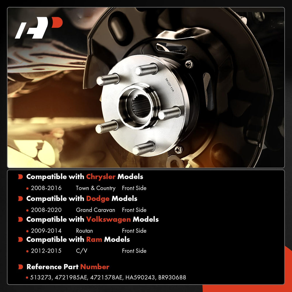 A-Premium front wheel bearing hub assembly on the right for stable steering