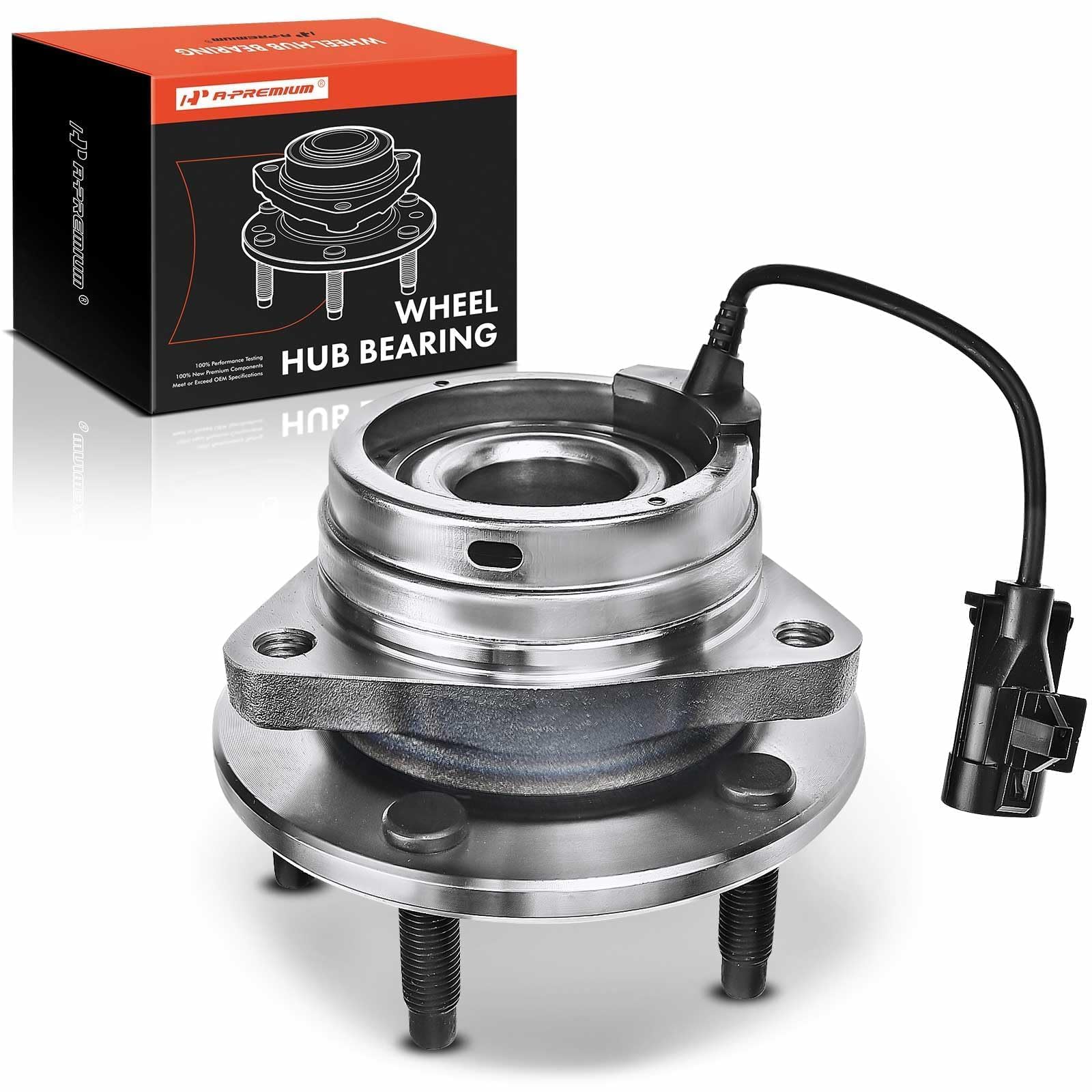 A-Premium front wheel bearing and hub assembly for smooth, reliable steering.