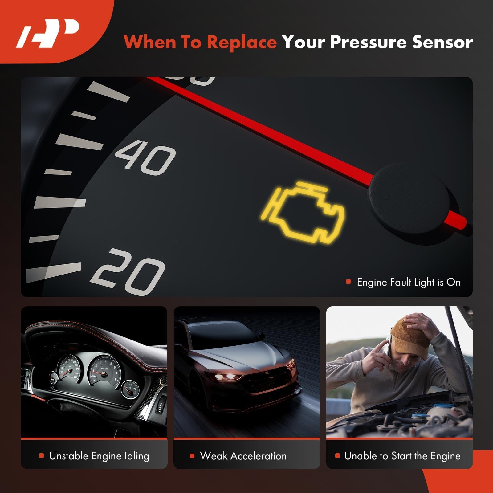 A-Premium fuel tank pressure sensor internal components closeup