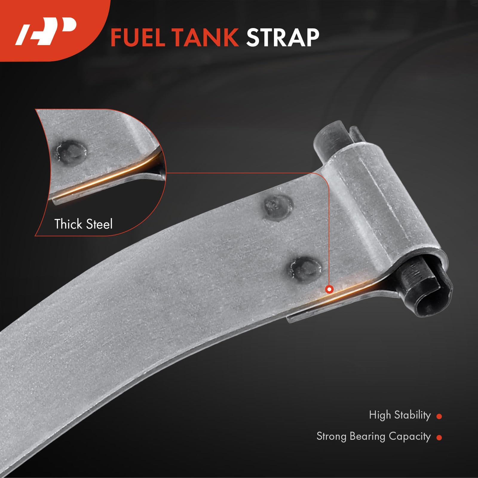 Satin coat steel fuel tank strap from A-Premium for secure mounting