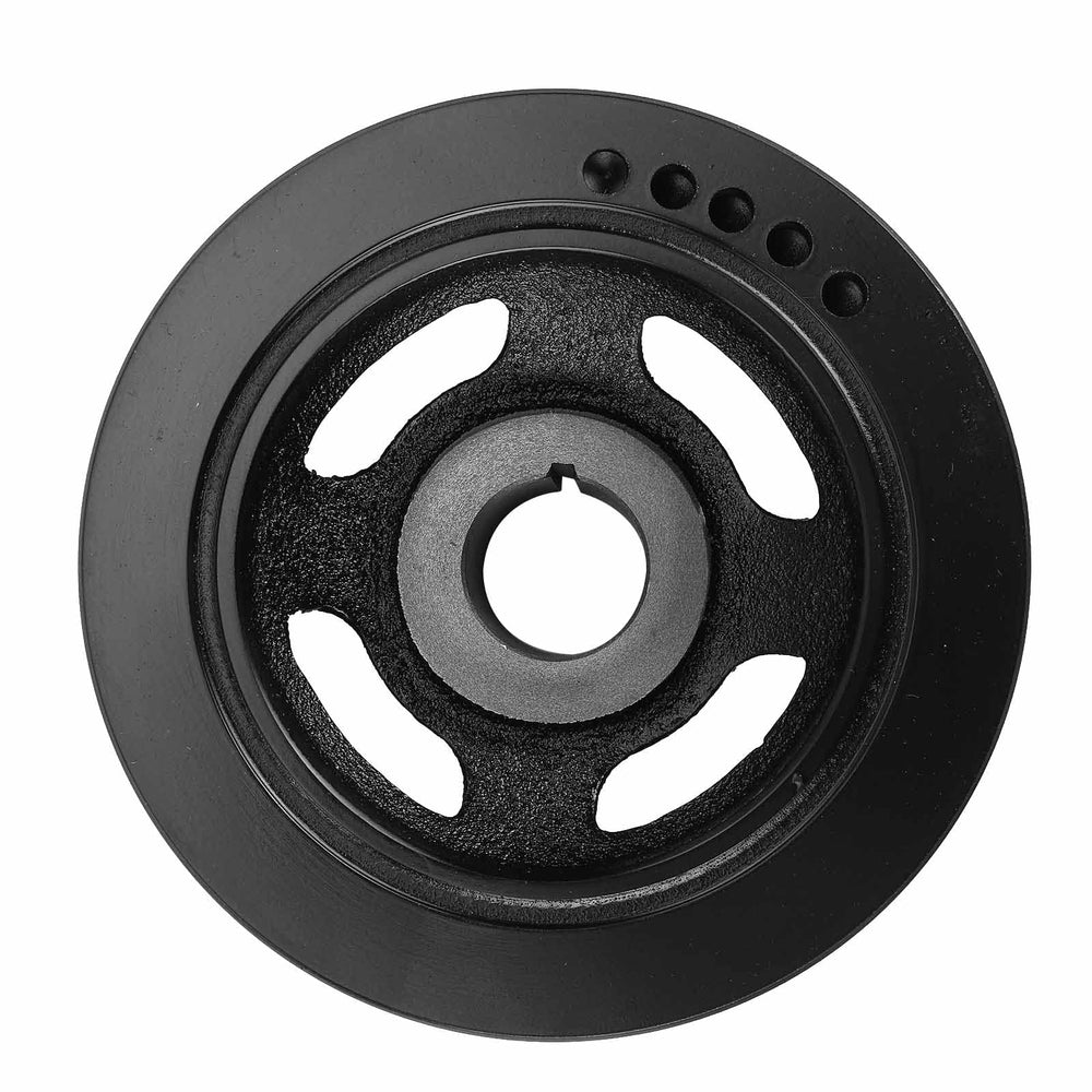 A-Premium harmonic balancer pulley close-up on rust resistance features.