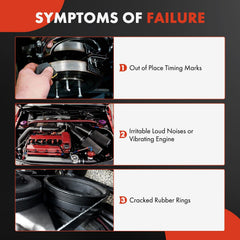 A-Premium harmonic balancer pulley during under-hood install shows fitment compatibility.
