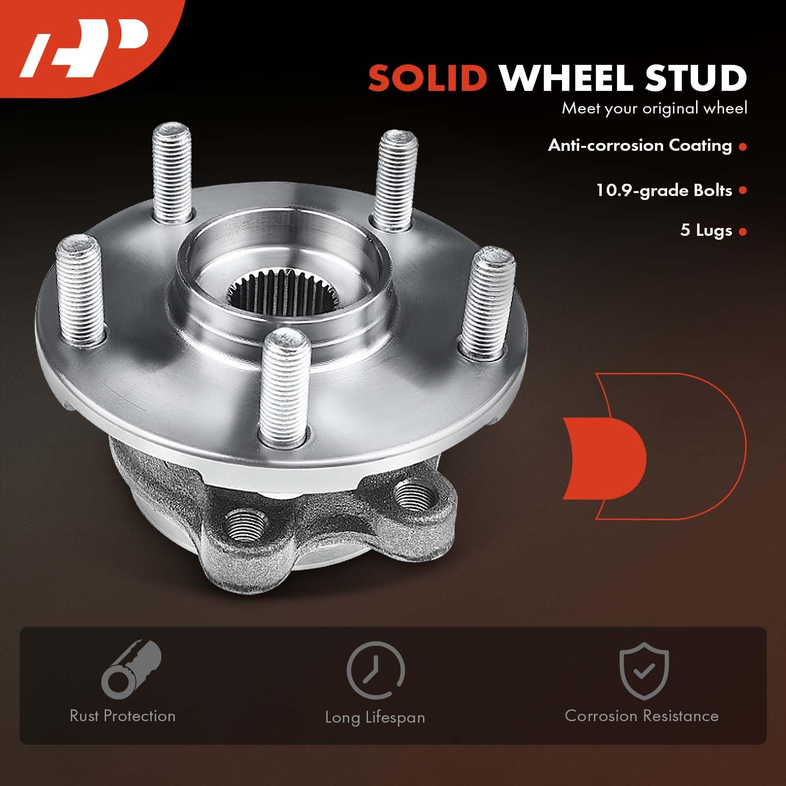 A-Premium hub assembly with 4-hole flange for secure mounting.