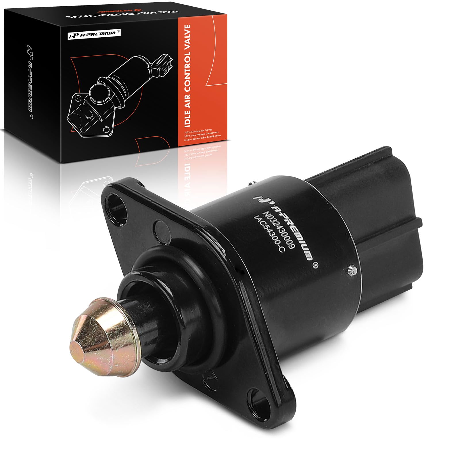 A-Premium idle air control valve on a workbench showing compact design for easy replacement.