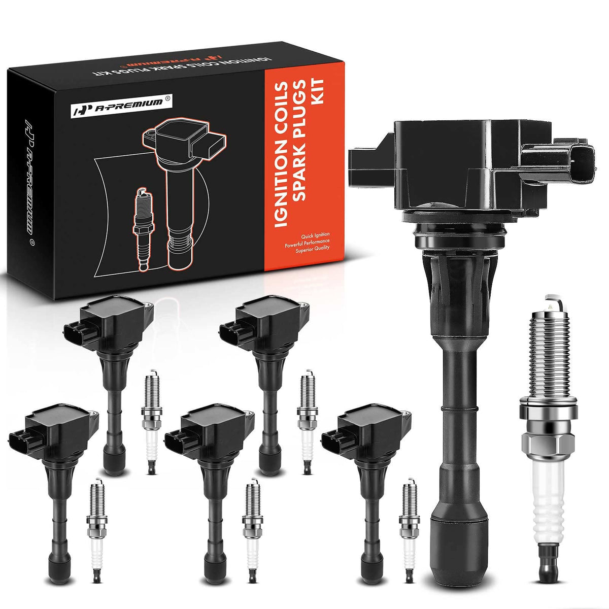 A-Premium ignition coil pack boxed for quick replacement and reliable starts.