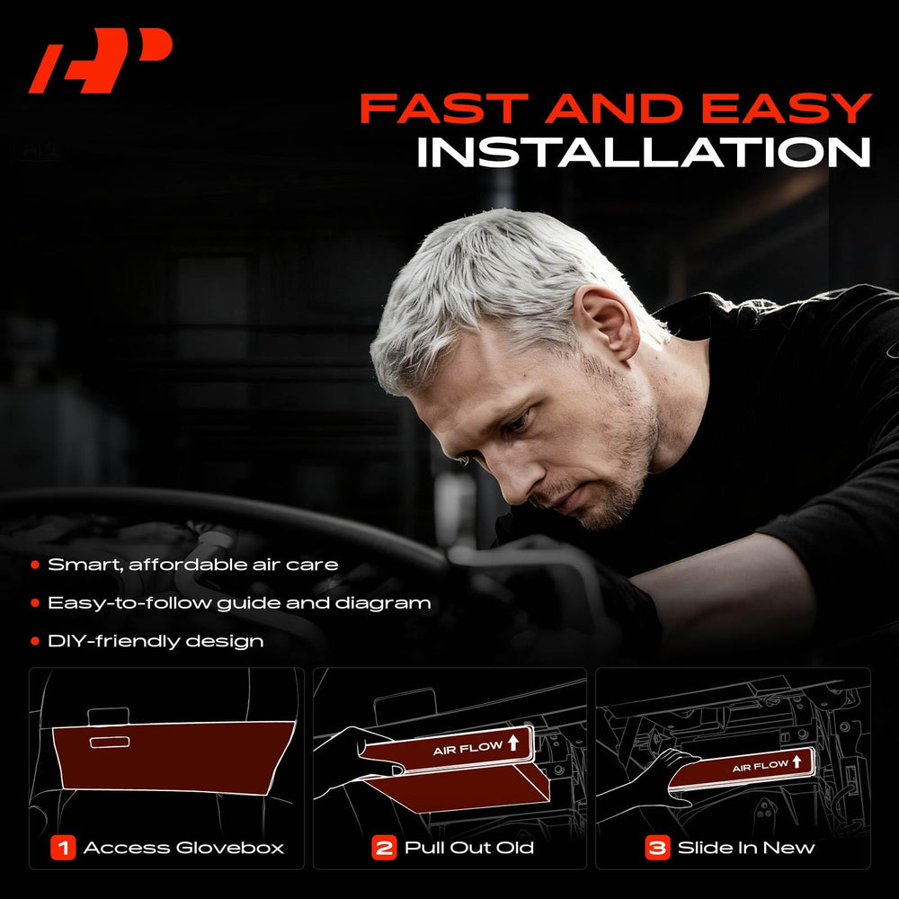 Illustration of installation steps for the A-Premium filter in Tesla S