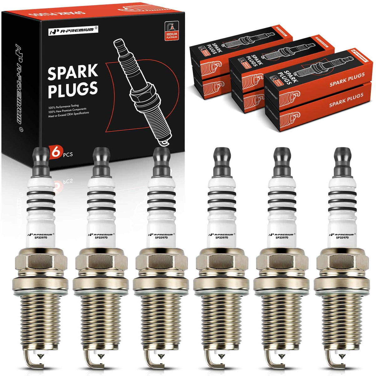 A-Premium iridium-platinum spark plug front view for reliable starts.