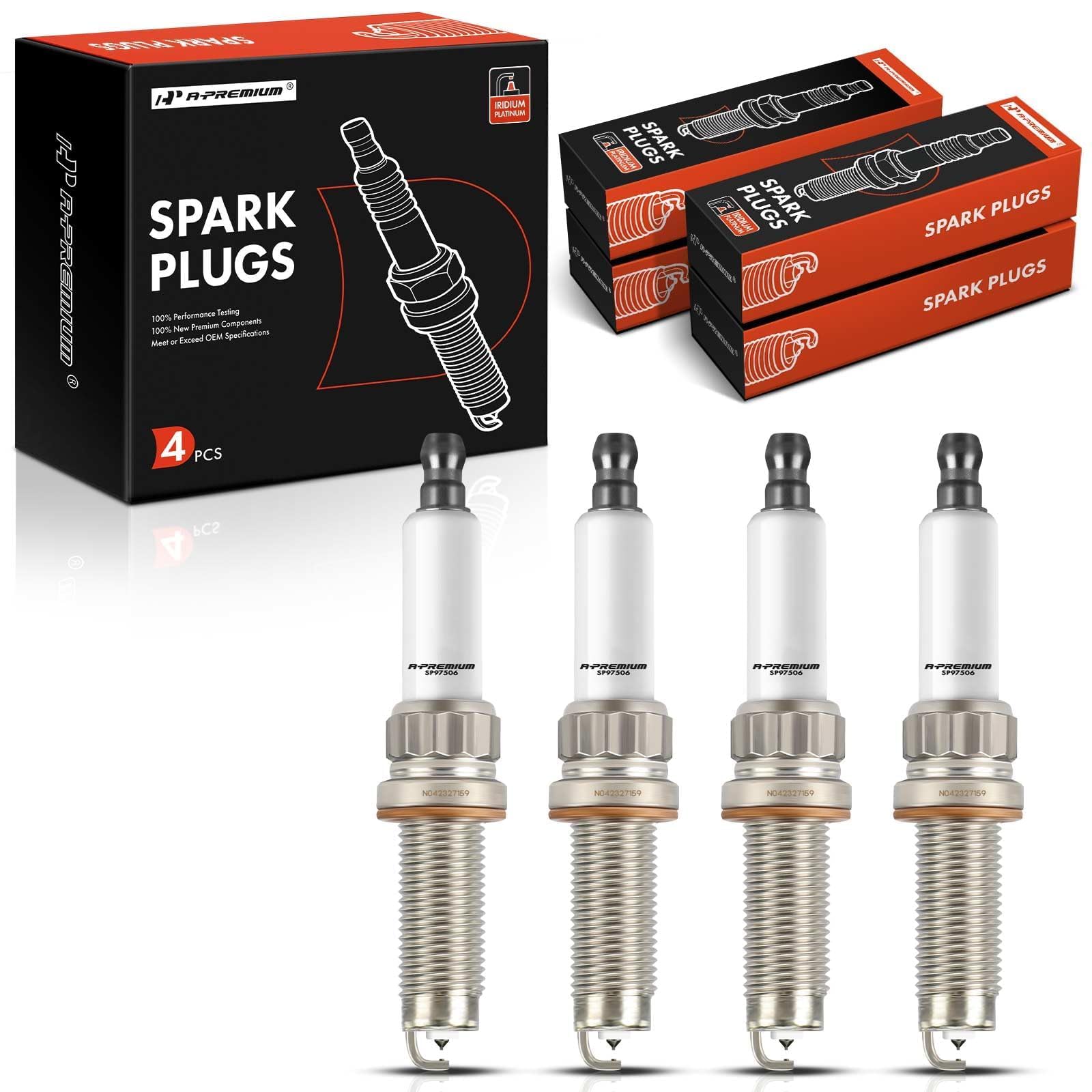 A-Premium iridium-platinum spark plugs closeup showing precision ignition tip for efficient starts