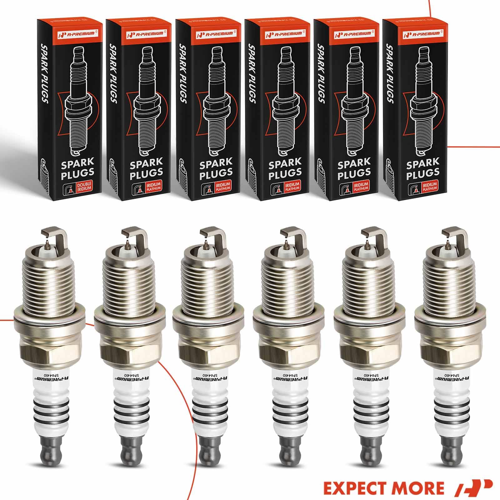 A-Premium Iridium Platinum Spark Plugs 6-pack compared to old plugs for performance upgrade.