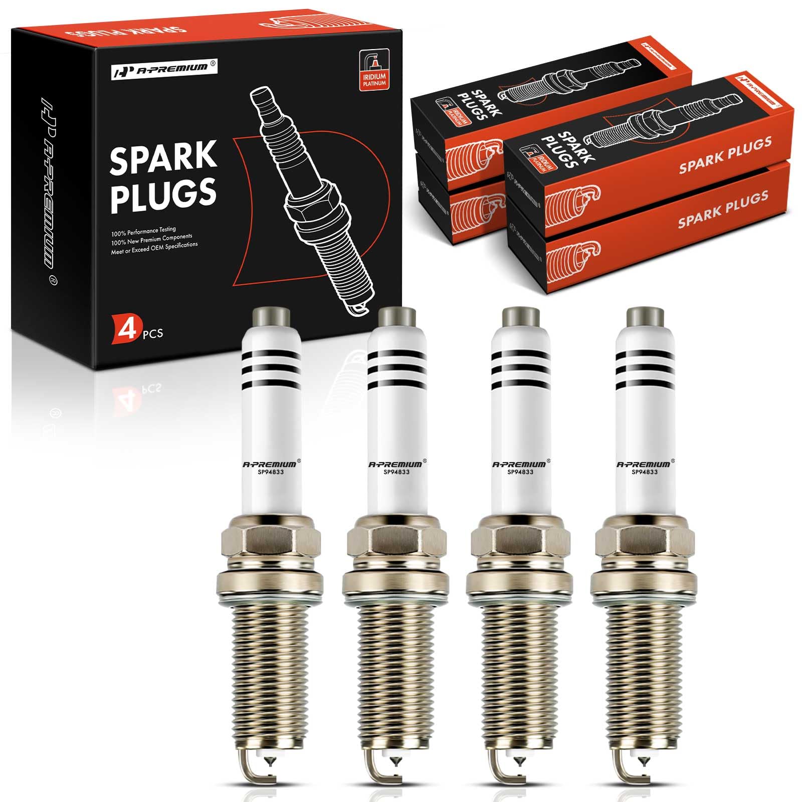 A-Premium Iridium Platinum spark plugs close-up showing durable electrodes.