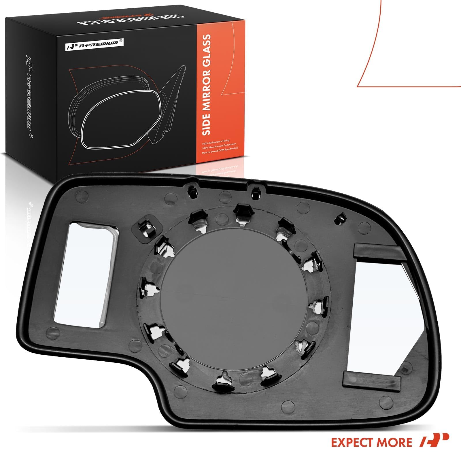 A-Premium left mirror glass assembly provides clear, straightforward field of view