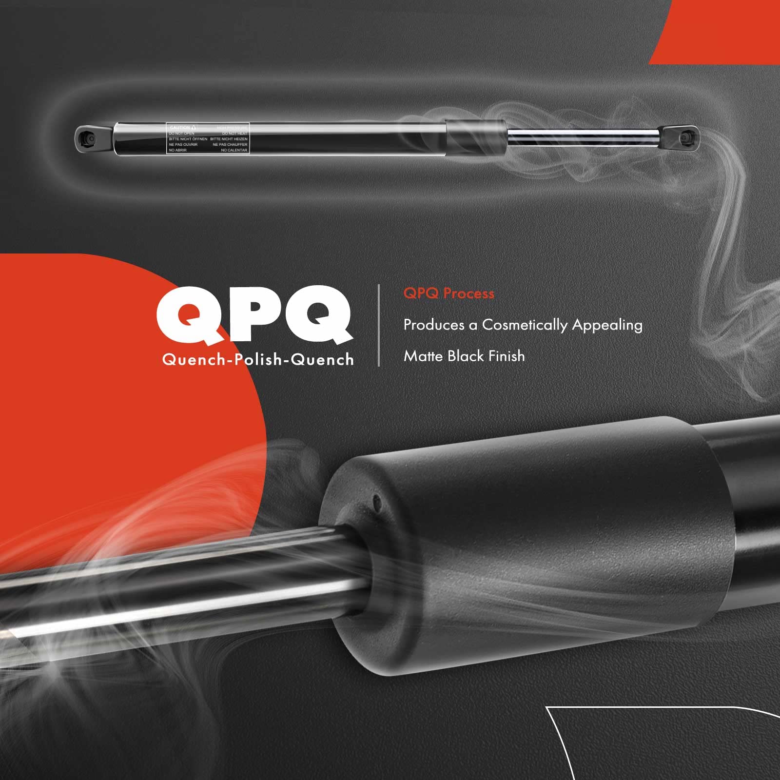APremium lift support piston-seal close-up showing leak-proof design