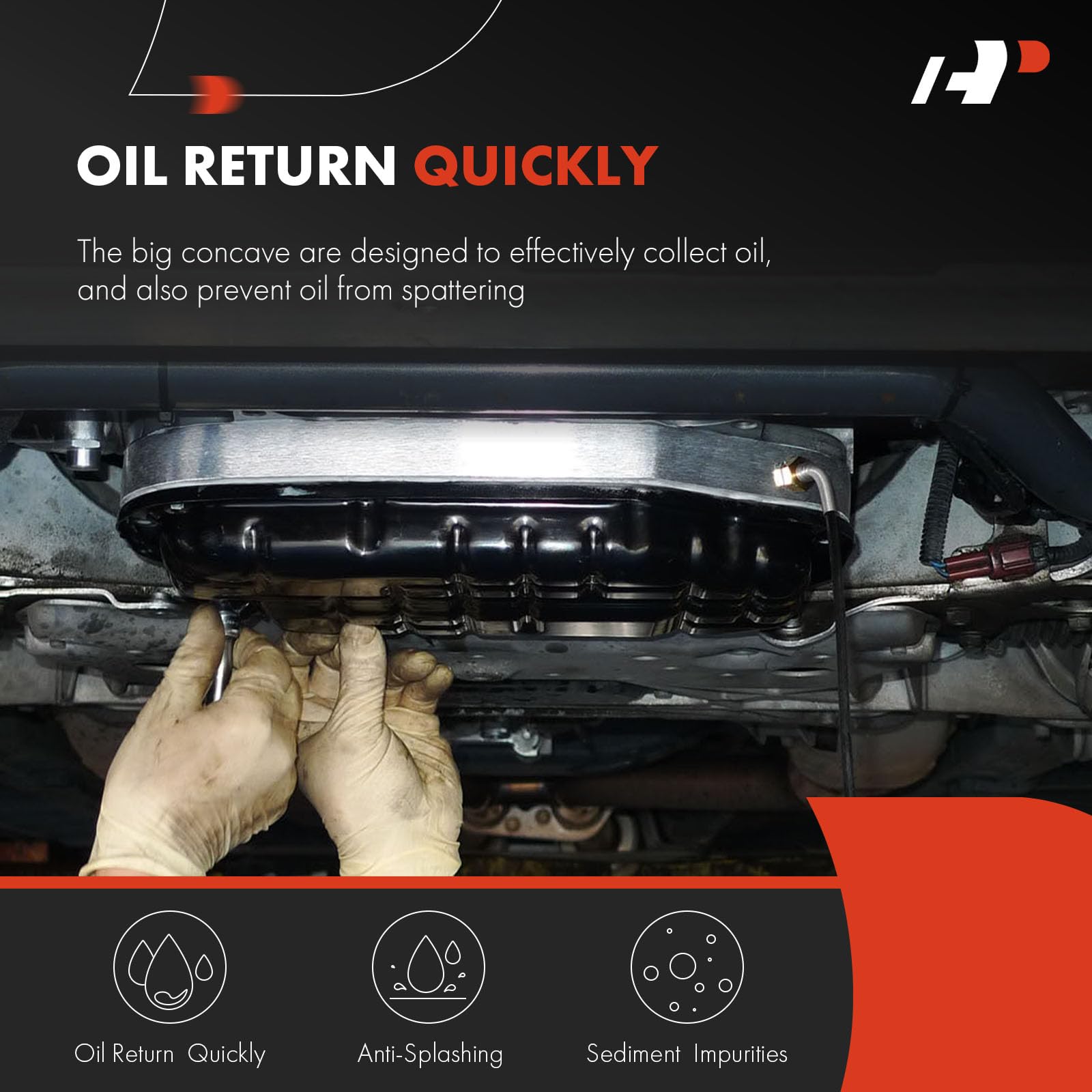 A-Premium oil pan image displays black finish and sturdy build.