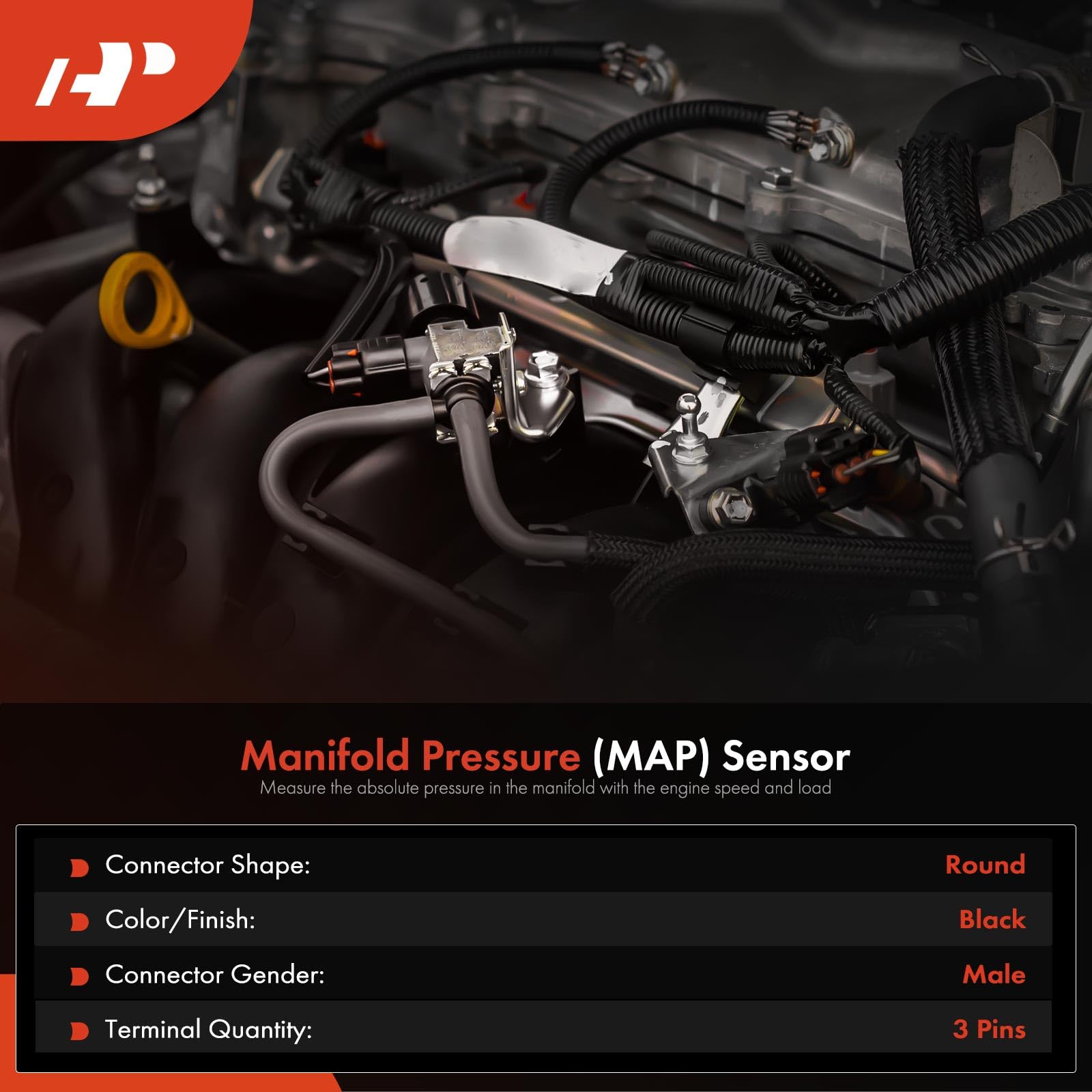 A-Premium MAP sensor features a black body designed for engine heat tolerance.