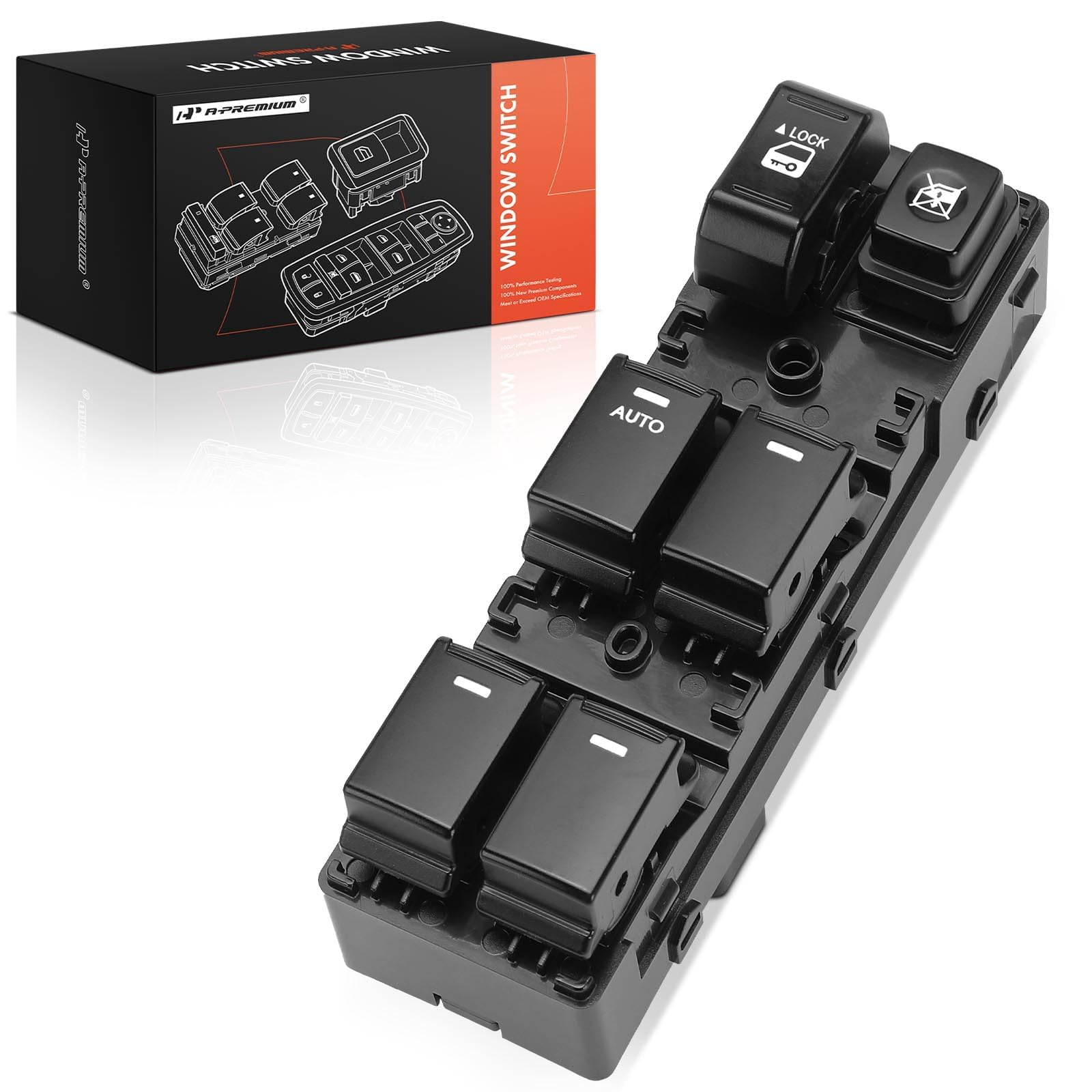 A-Premium Master Power Window Switch front-left view improves driver control.