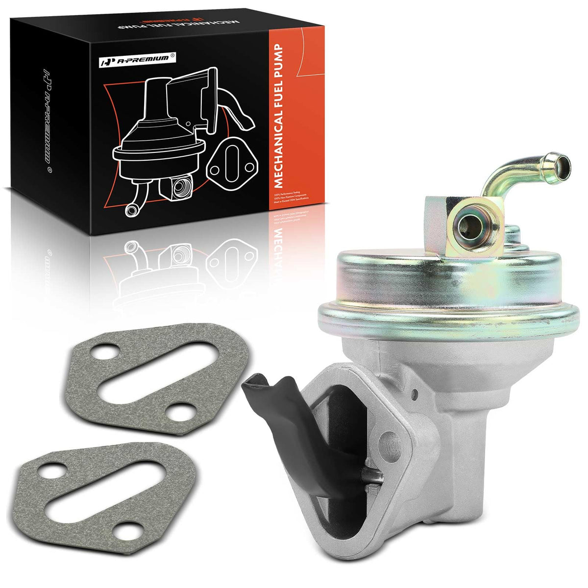 A-Premium mechanical fuel pump front view with gasket for Chevy and GMC compatibility