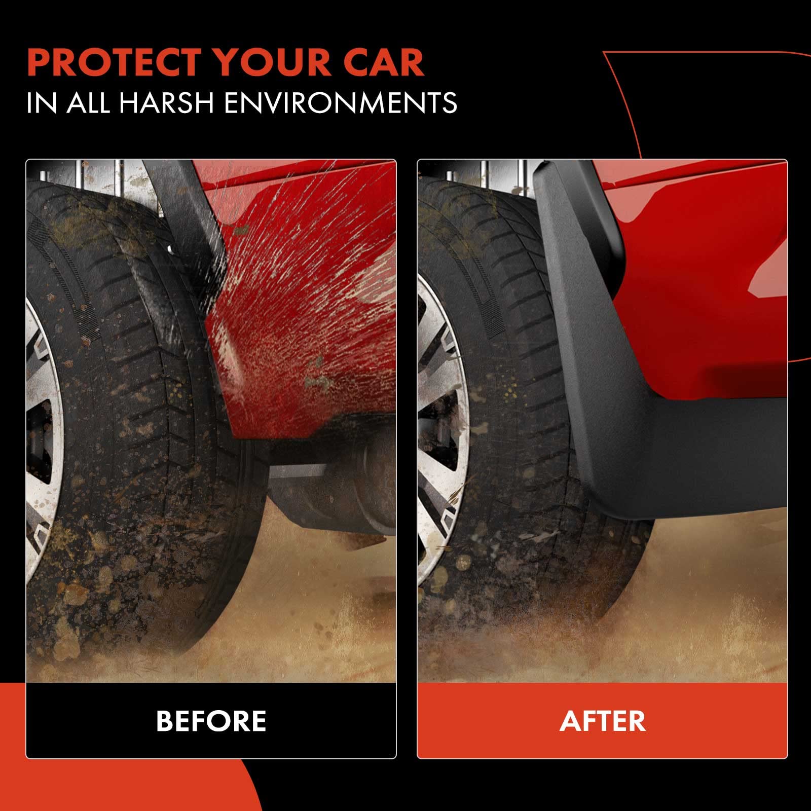A-Premium mud flaps durable PP+TPE construction withstands wear