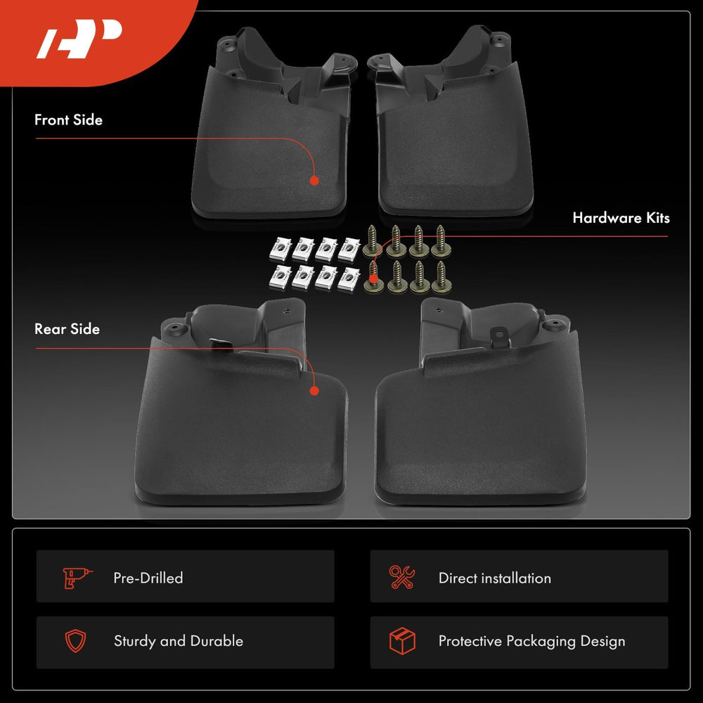 A-Premium mud flaps rear-left guard minimizes wheel spray and paint chipping.