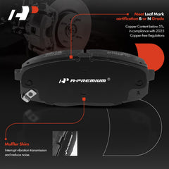 A-Premium packaged front ceramic brake pads with label for easy, quick install.